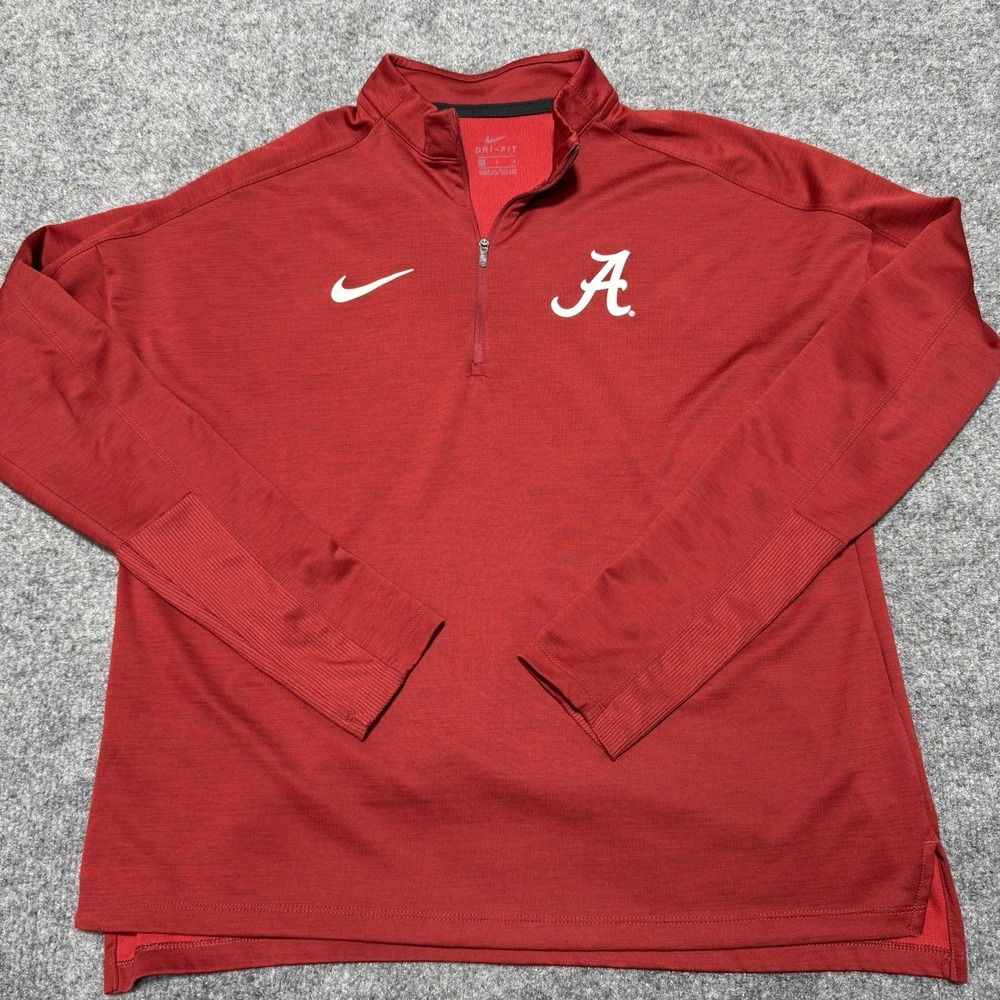Nike 1/4 Zip Pullover Womens L Red Alabama Crimson Tide NCAA DA3491-698